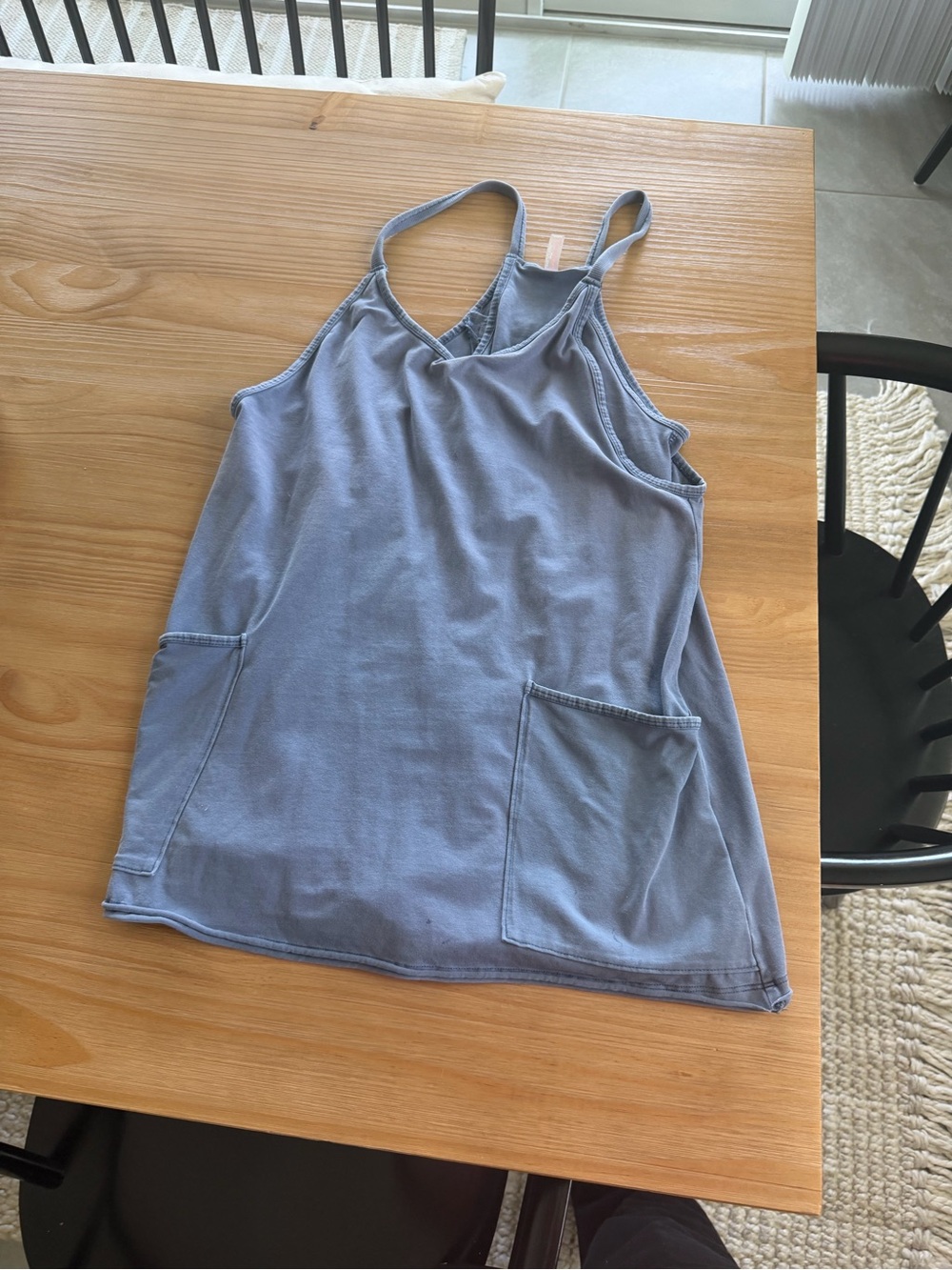 Free People Dusty Blue Racerback Tank with Front Pockets